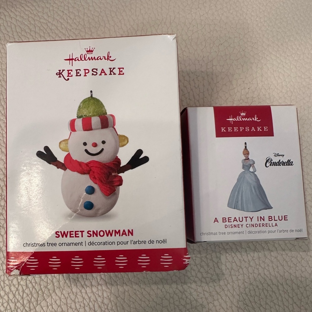 Hallmark Keepsake Ornaments 2022 Cinderella & 2017 Sweet Snowman NWT